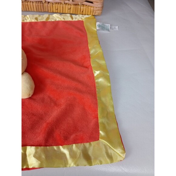 Disney Baby Winnie The Pooh Lovey Security Blanket Red Hunny Honey Satin Trim - Picture 8 of 9